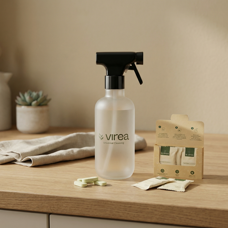 Allrengöringstabletter 3-pack med Glasflaska