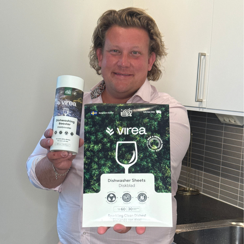 Karl Fredrik med Virea Eko Diskblad och Diskbooster